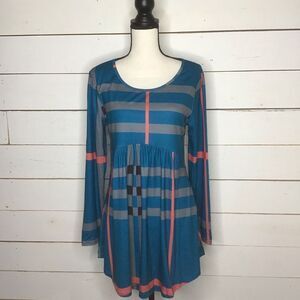 Furnex Long Sleeve Tunic, Loose Top Striped Shirt